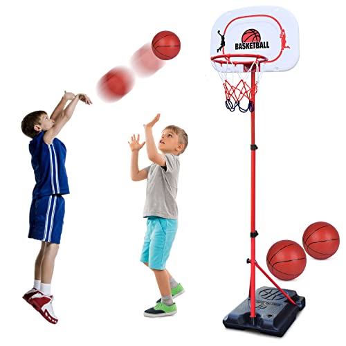 JONESHOW Basketball Hoop Outdoor Indoor for Kids, Adjustable Kids Basketball Hoop and Stand 3.6-6.7ft, Mini Basketball Hoops with 2 Balls, Toy Basketball Games Lawn Backyard for Teenagers Youth Adults