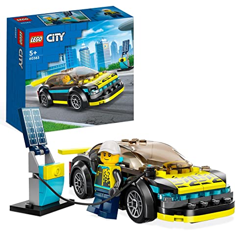 LEGO 60383 Building Set, City Electric Sports Car Toy for 5 Plus Years Old Boys and Girls, Race Car for Kids Set with Racing Driver Minifigure, Multicolour