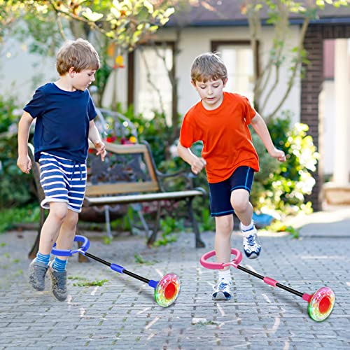 Tcvents Skip Ball, Flash Wheel Jumping Ring Ankle Skip Ball for Kids and Adults Colorful Light Flashing Foldable Skip Ball Flashing Ball Fitness Sports Toy, Blue