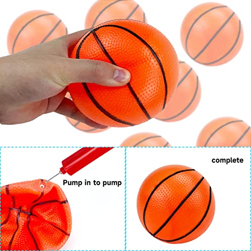 Hymaz 12 Pack Mini Basketball Ball for Kids Toddlers - 4 Inch Mini Hoop Basketball Toy Geart for Sports Beach Pool Theme Party Favor with Pump