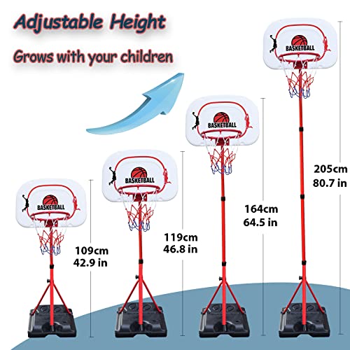 JONESHOW Basketball Hoop Outdoor Indoor for Kids, Adjustable Kids Basketball Hoop and Stand 3.6-6.7ft, Mini Basketball Hoops with 2 Balls, Toy Basketball Games Lawn Backyard for Teenagers Youth Adults