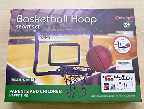 Kiztoys Basketball Hoop for Kids, Indoor Hoop Wall Mounted Basketball Toy with 3 Balls, Net and Pump Indoor Outdoor Sport Toy Set for Kids
