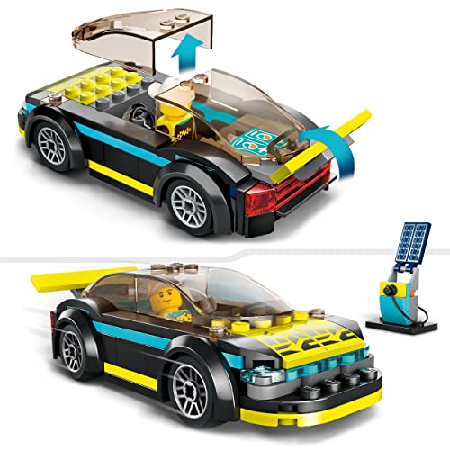 LEGO 60383 Building Set, City Electric Sports Car Toy for 5 Plus Years Old Boys and Girls, Race Car for Kids Set with Racing Driver Minifigure, Multicolour
