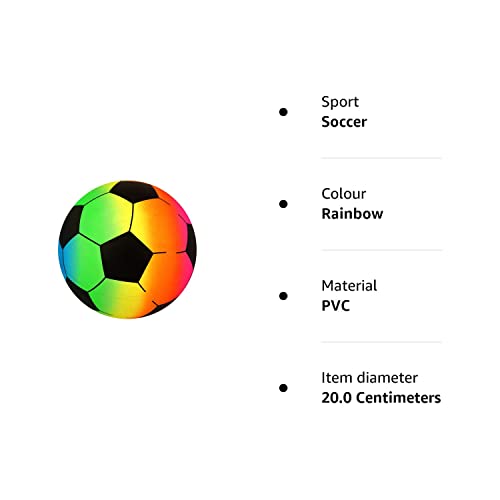 LORD C Kids Football PVC Soccer 20cm / 80gm Toy Beach Sports Pool Lightweight Inflatable Ball For Indoor Outdoor Playground Garden Games Unisex Christmas And Birthday Gift (Rainbow)
