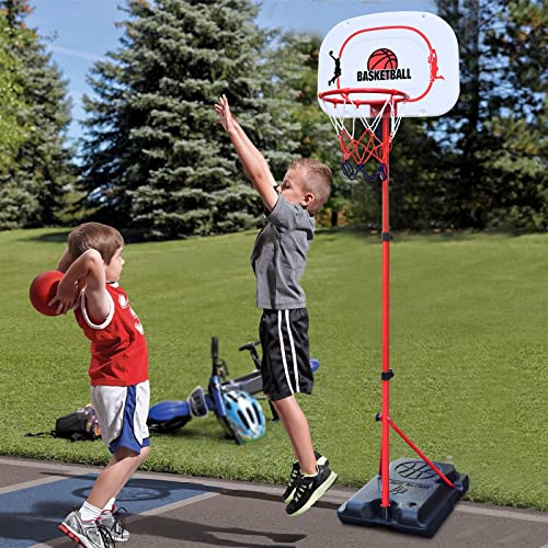 JONESHOW Basketball Hoop Outdoor Indoor for Kids, Adjustable Kids Basketball Hoop and Stand 3.6-6.7ft, Mini Basketball Hoops with 2 Balls, Toy Basketball Games Lawn Backyard for Teenagers Youth Adults