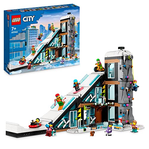 LEGO 60366 City Ski and Climbing Centre Set, 3-Level Modular Building with Slope, Winter Sports Shop, Café, Ski Lift and 8 Minifigures, Gift Toys for Kids, Boys, Girls 7+ Years Old