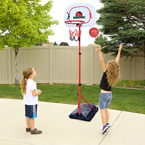 JONESHOW Basketball Hoop Outdoor Indoor for Kids, Adjustable Kids Basketball Hoop and Stand 3.6-6.7ft, Mini Basketball Hoops with 2 Balls, Toy Basketball Games Lawn Backyard for Teenagers Youth Adults