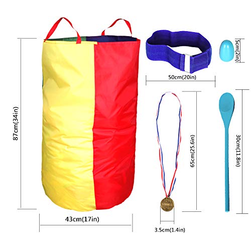 CWLAKON Sports Day Kit Outdoor Games Potato Sack Race Bags for Kids Adults Family, Egg and Spoon Race, 3 Legged Race Bands, Outside Backyard Field Day Birthday Party Games