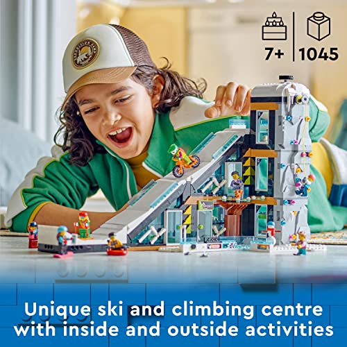 LEGO 60366 City Ski and Climbing Centre Set, 3-Level Modular Building with Slope, Winter Sports Shop, Café, Ski Lift and 8 Minifigures, Gift Toys for Kids, Boys, Girls 7+ Years Old