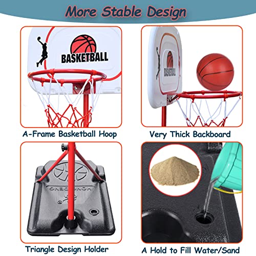 JONESHOW Basketball Hoop Outdoor Indoor for Kids, Adjustable Kids Basketball Hoop and Stand 3.6-6.7ft, Mini Basketball Hoops with 2 Balls, Toy Basketball Games Lawn Backyard for Teenagers Youth Adults