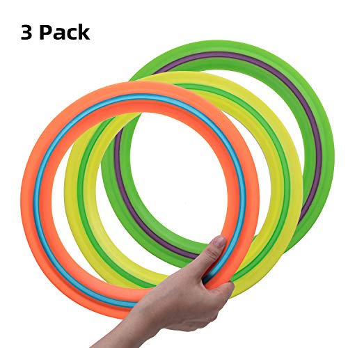 OUOnDAD Flying Discs for Kids Adults, 3 Pack Flying Rings for Outdoor Beach Backyard Lawn Toss Game Aero Disk Flyer Sports Play Toys Gifts-Best Healthy Family Activities
