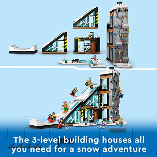 LEGO 60366 City Ski and Climbing Centre Set, 3-Level Modular Building with Slope, Winter Sports Shop, Café, Ski Lift and 8 Minifigures, Gift Toys for Kids, Boys, Girls 7+ Years Old