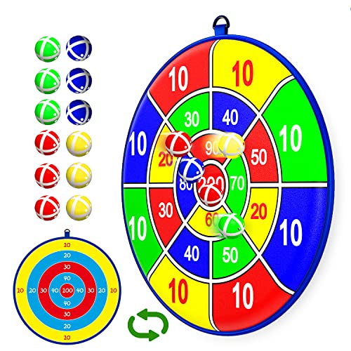 25.5" Large kids Dart Board with 12 Sticky Balls, Kids Ball Games, Indoor Game/Outdoor Game/Garden Game/Board Game/Fun PartyGame Toys, Birthday Gifts for 3-12 Year Old Boys Girls(65cm)