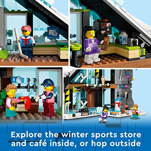 LEGO 60366 City Ski and Climbing Centre Set, 3-Level Modular Building with Slope, Winter Sports Shop, Café, Ski Lift and 8 Minifigures, Gift Toys for Kids, Boys, Girls 7+ Years Old