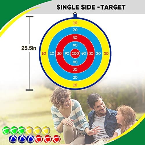 25.5" Large kids Dart Board with 12 Sticky Balls, Kids Ball Games, Indoor Game/Outdoor Game/Garden Game/Board Game/Fun PartyGame Toys, Birthday Gifts for 3-12 Year Old Boys Girls(65cm)