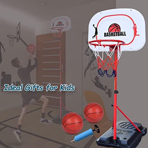 JONESHOW Basketball Hoop Outdoor Indoor for Kids, Adjustable Kids Basketball Hoop and Stand 3.6-6.7ft, Mini Basketball Hoops with 2 Balls, Toy Basketball Games Lawn Backyard for Teenagers Youth Adults