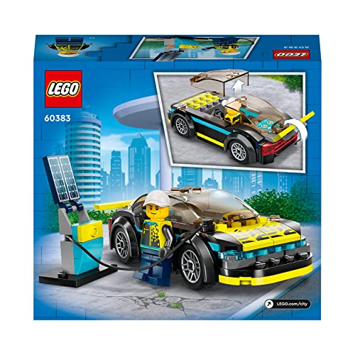 LEGO 60383 Building Set, City Electric Sports Car Toy for 5 Plus Years Old Boys and Girls, Race Car for Kids Set with Racing Driver Minifigure, Multicolour