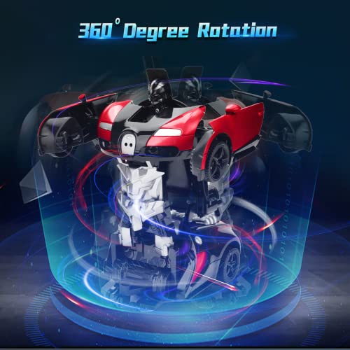 Hodlvant Transforming Robot RC Car with Spray, Remote Control Car for Kids 4 5 6+ Years Old, Sports Car Racing Car Toy, Deformation Vehicle for Kids, Gifts for Boys and Girls (Red)
