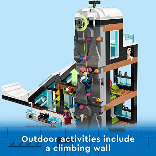 LEGO 60366 City Ski and Climbing Centre Set, 3-Level Modular Building with Slope, Winter Sports Shop, Café, Ski Lift and 8 Minifigures, Gift Toys for Kids, Boys, Girls 7+ Years Old