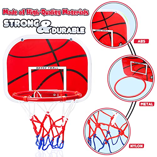 Dreamon Basketball Hoop Wall Mounted, Indoor Basketball Hoop for Bedroom, Kids Basketball Hoop and Backboard Set with Net Ball and Pump Portable Indoor Outdoor Sport Toys for Kids