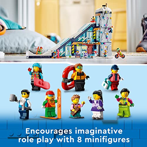 LEGO 60366 City Ski and Climbing Centre Set, 3-Level Modular Building with Slope, Winter Sports Shop, Café, Ski Lift and 8 Minifigures, Gift Toys for Kids, Boys, Girls 7+ Years Old