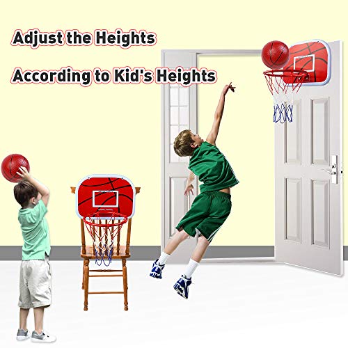 Basketball Hoop Indoor Mini Basketball Hoop for Kids, Wall Mounted Shooting Basketball Game with Net Ball and Pump, Sport Outdoor Bedroom Toys for Boys Girls 6 7 8 9 Year Old Birthday Gift