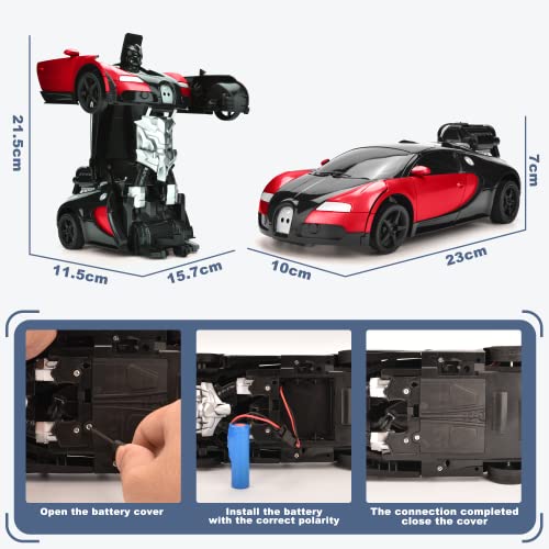 Hodlvant Transforming Robot RC Car with Spray, Remote Control Car for Kids 4 5 6+ Years Old, Sports Car Racing Car Toy, Deformation Vehicle for Kids, Gifts for Boys and Girls (Red)