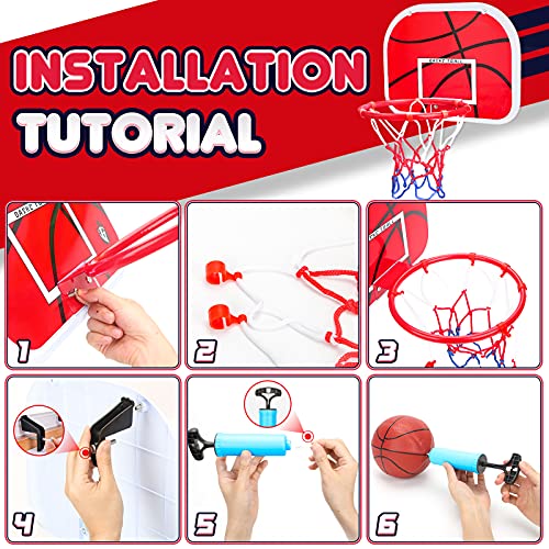 Dreamon Basketball Hoop Wall Mounted, Indoor Basketball Hoop for Bedroom, Kids Basketball Hoop and Backboard Set with Net Ball and Pump Portable Indoor Outdoor Sport Toys for Kids