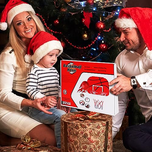 Basketball Hoop Indoor Mini Basketball Hoop for Kids, Wall Mounted Shooting Basketball Game with Net Ball and Pump, Sport Outdoor Bedroom Toys for Boys Girls 6 7 8 9 Year Old Birthday Gift