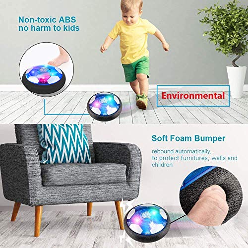 Kids Toys Hover Football set with 2 Goal, Rechargeable Soccer Ball with LED Lights and Safe Foam Bumper, Air Power Soccer Hover Ball for 3 4 5 6 7 8-12 Years Old Boy Girl Indoor Outdoor Games