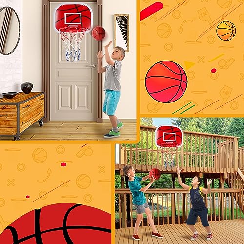 Basketball Hoop Indoor Mini Basketball Hoop for Kids, Wall Mounted Shooting Basketball Game with Net Ball and Pump, Sport Outdoor Bedroom Toys for Boys Girls 6 7 8 9 Year Old Birthday Gift