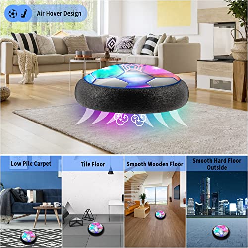 Kids Toys Hover Football set with 2 Goal, Rechargeable Soccer Ball with LED Lights and Safe Foam Bumper, Air Power Soccer Hover Ball for 3 4 5 6 7 8-12 Years Old Boy Girl Indoor Outdoor Games