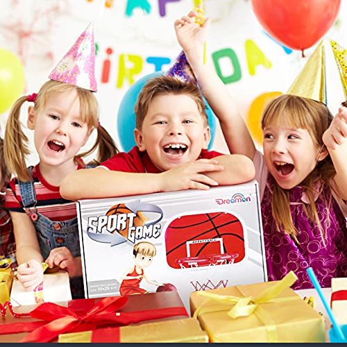 Dreamon Basketball Hoop Wall Mounted, Indoor Basketball Hoop for Bedroom, Kids Basketball Hoop and Backboard Set with Net Ball and Pump Portable Indoor Outdoor Sport Toys for Kids