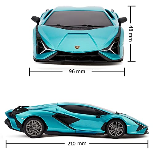 1:24 Scale Officially Licensed RC Lamborghini Sián FKP 37, Blue Lambo Sport Racing Hobby Toy Car Model Vehicle for Boys Girls and Adults Gift