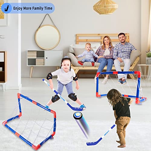 Kids Toys Hover Football set with 2 Goal, Rechargeable Soccer Ball with LED Lights and Safe Foam Bumper, Air Power Soccer Hover Ball for 3 4 5 6 7 8-12 Years Old Boy Girl Indoor Outdoor Games