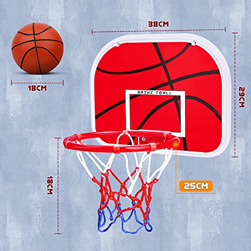 Dreamon Basketball Hoop Wall Mounted, Indoor Basketball Hoop for Bedroom, Kids Basketball Hoop and Backboard Set with Net Ball and Pump Portable Indoor Outdoor Sport Toys for Kids