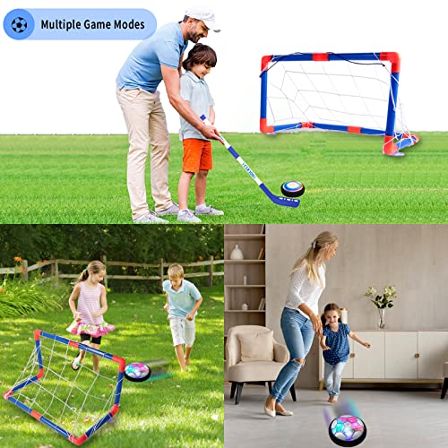 Kids Toys Hover Football set with 2 Goal, Rechargeable Soccer Ball with LED Lights and Safe Foam Bumper, Air Power Soccer Hover Ball for 3 4 5 6 7 8-12 Years Old Boy Girl Indoor Outdoor Games