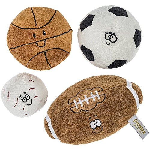 Prextex My First Sports Bag Playset Plush Toy w/Stuffed Plush Basketball, Baseball, Small Soccer Ball & Football, Plush Ball Stuffed Toy for Toddlers, Playground Balls for Toddlers Age 1-3