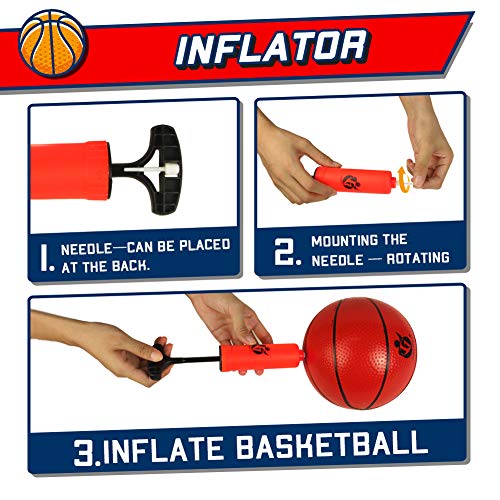 Basketball Hoop Indoor Mini Basketball Hoop for Kids, Wall Mounted Shooting Basketball Game with Net Ball and Pump, Sport Outdoor Bedroom Toys for Boys Girls 6 7 8 9 Year Old Birthday Gift