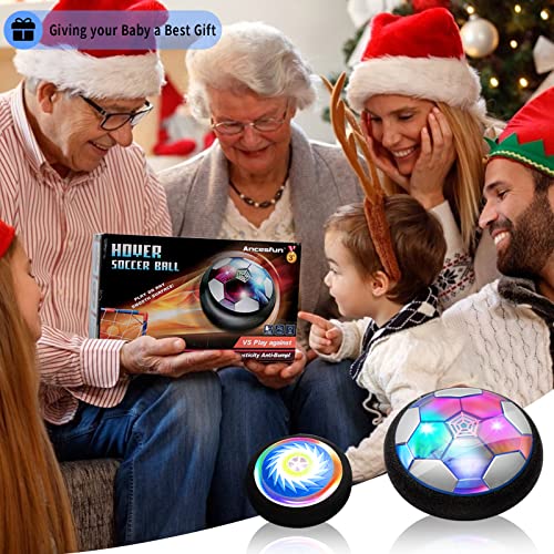 Kids Toys Hover Football set with 2 Goal, Rechargeable Soccer Ball with LED Lights and Safe Foam Bumper, Air Power Soccer Hover Ball for 3 4 5 6 7 8-12 Years Old Boy Girl Indoor Outdoor Games