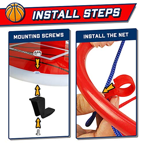 Basketball Hoop Indoor Mini Basketball Hoop for Kids, Wall Mounted Shooting Basketball Game with Net Ball and Pump, Sport Outdoor Bedroom Toys for Boys Girls 6 7 8 9 Year Old Birthday Gift