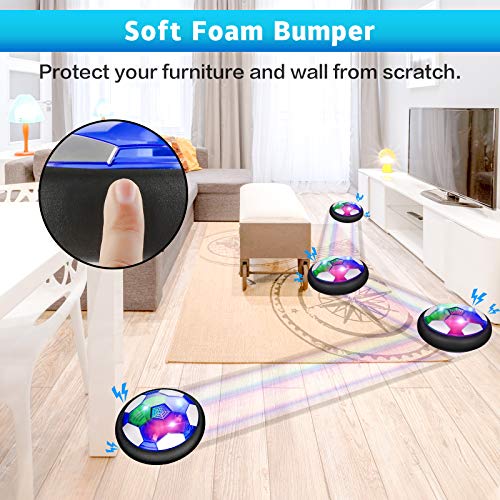 Sillbird Hover Hockey Soccer 2 in 1 Ball Set Kids Toys, Rechargeable Indoor & Outdoor Hovering football Games with 2 Goals and LED, Air Power Hockey and Football Gifts for Boys Girls 3-12
