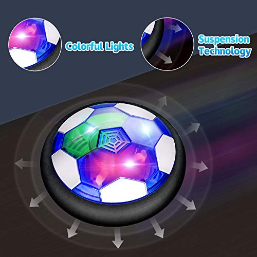 Sillbird Hover Hockey Soccer 2 in 1 Ball Set Kids Toys, Rechargeable Indoor & Outdoor Hovering football Games with 2 Goals and LED, Air Power Hockey and Football Gifts for Boys Girls 3-12