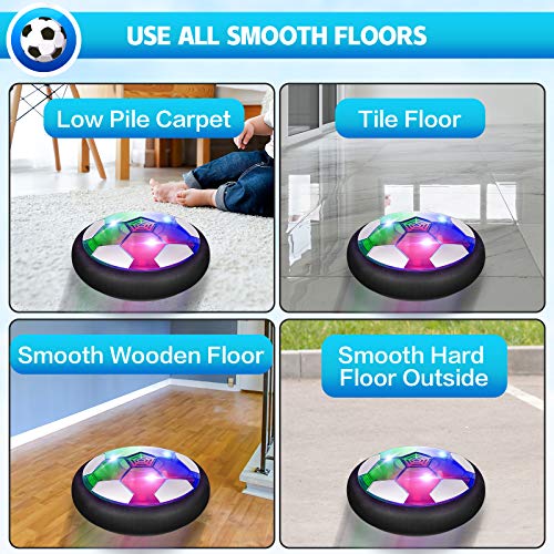 Sillbird Hover Hockey Soccer 2 in 1 Ball Set Kids Toys, Rechargeable Indoor & Outdoor Hovering football Games with 2 Goals and LED, Air Power Hockey and Football Gifts for Boys Girls 3-12
