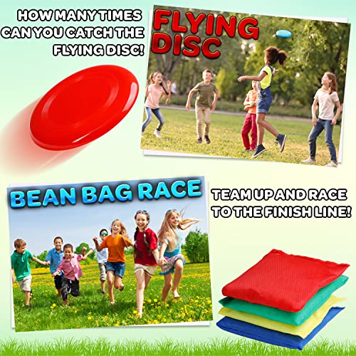 Outdoor Games for Kids and Adults 6 in 1 or 3 in 1 Garden Games PE Sports Day Sack Race Flying Disc Tug of War Throwing Bean Bags Tin Can Alley Egg and Spoon Race Ring Toss (6 in 1)