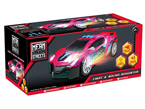 abeec Light and Sound Roadster Red/Blue - Friction Powered Red/Blue Sports Car with Light and Sound Effects for Kids 3+ - Toy Car with Varied Sounds and Assorted Coloured Lights