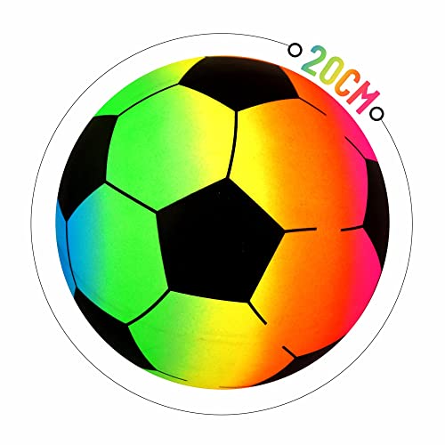 MBRO Rainbow PVC Football Multicolor Design Indoor Outdoor Playground Garden Game Beach Soccer Ball Sports Toy Kids Children Toddlers Christmas Birthday Gift (20cm) Flat With No Pump