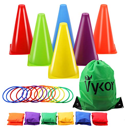 Vykor Cones Toss Bag Rings Bean Bag for Throwing Game Kids Play Equipment Set, Outdoor Garden Party Carnival Sports Day Toys Games for Kids Children & Adults