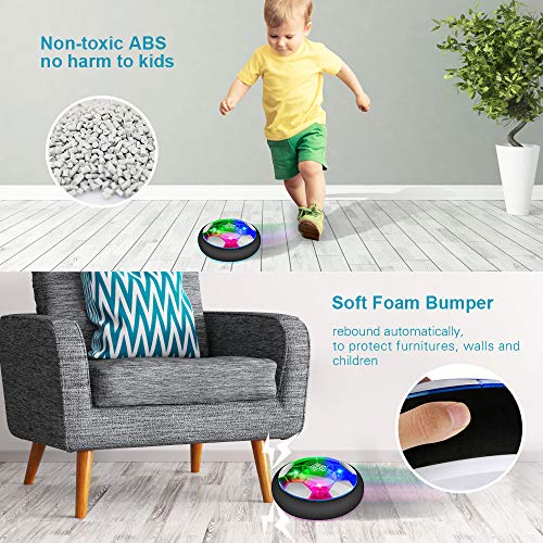Growsland Kids Hover Soccer Ball Gift Boys Girls Age 3,4,5,6,7,8,9-12 Year Old Rechargeable Air Power Sport Football Game Colorful LED Light & Foam Bumpers Indoor Outdoor Soccer Disk Toy