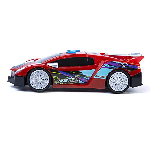 abeec Light and Sound Roadster Red/Blue - Friction Powered Red/Blue Sports Car with Light and Sound Effects for Kids 3+ - Toy Car with Varied Sounds and Assorted Coloured Lights